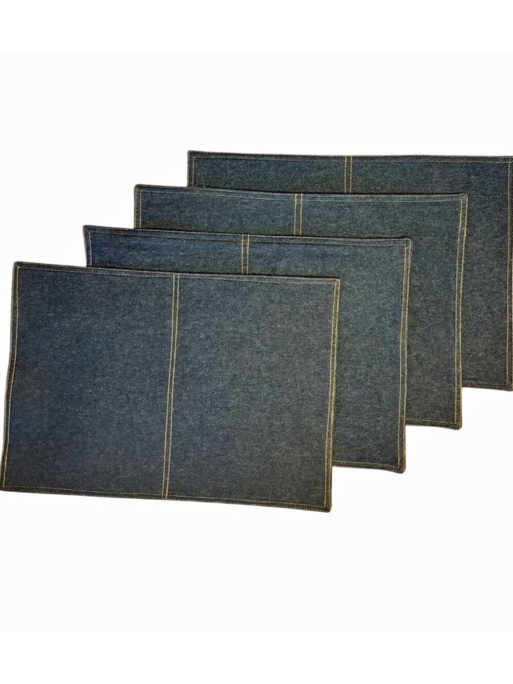 NEW Set of 4 Blue Denim Western Cabin Decor Cotton Cottagecore Placemats 18 x 13